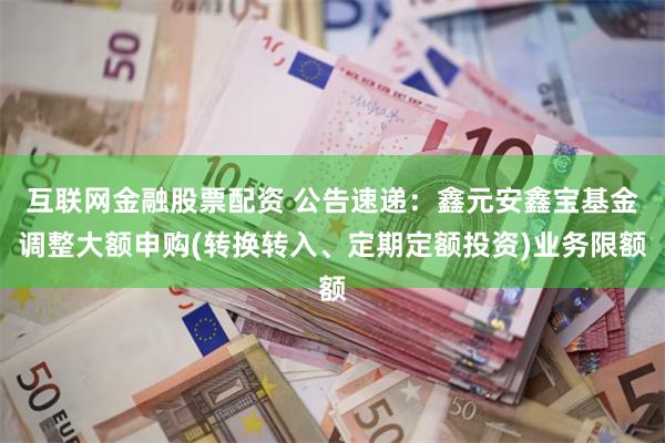 互联网金融股票配资 公告速递：鑫元安鑫宝基金调整大额申购(转换转入、定期定额投资)业务限额